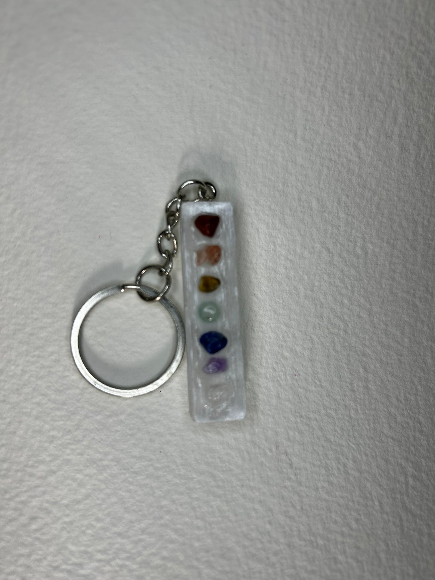 Selenite Chakra Keychain