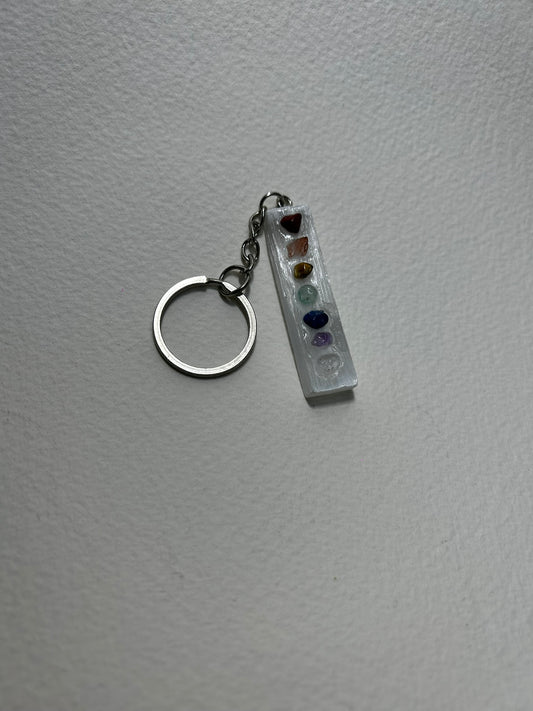 Selenite Chakra Keychain
